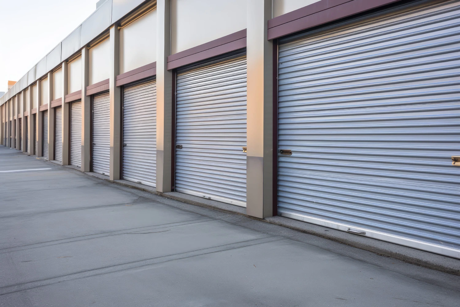 Row of garage doors on the street